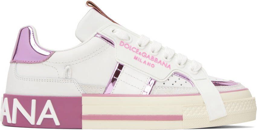 Dolce  Gabbana White  Pink 2.Zero Sneakers - Picture 5