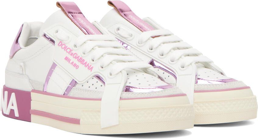 Dolce  Gabbana White  Pink 2.Zero Sneakers - Picture 2