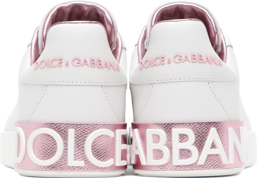Dolce  Gabbana White  Pink Portofino Low Sneakers - Picture 2