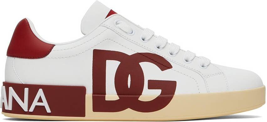 Dolce  Gabbana White  Red Portofino Low-Top Sneakers - Picture 5