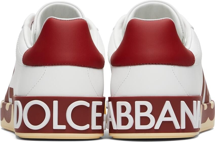 Dolce  Gabbana White  Red Portofino Low-Top Sneakers