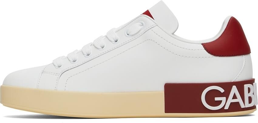 Dolce  Gabbana White  Red Portofino Low-Top Sneakers - Picture 3