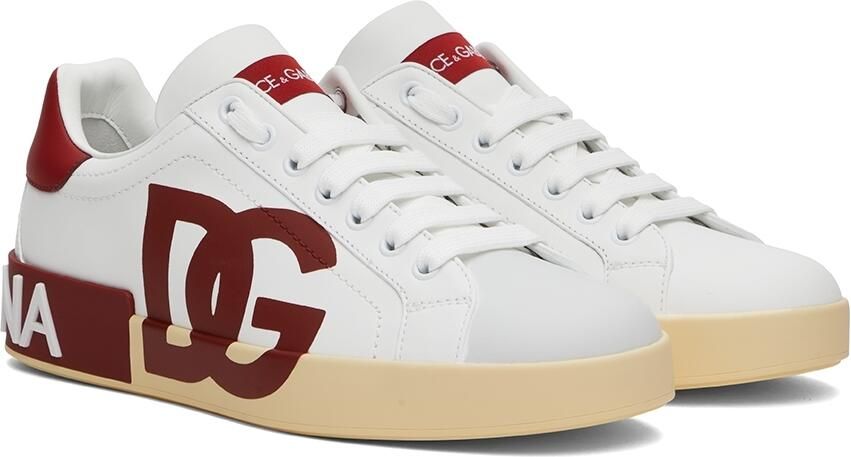 Dolce  Gabbana White  Red Portofino Low-Top Sneakers - Picture 2