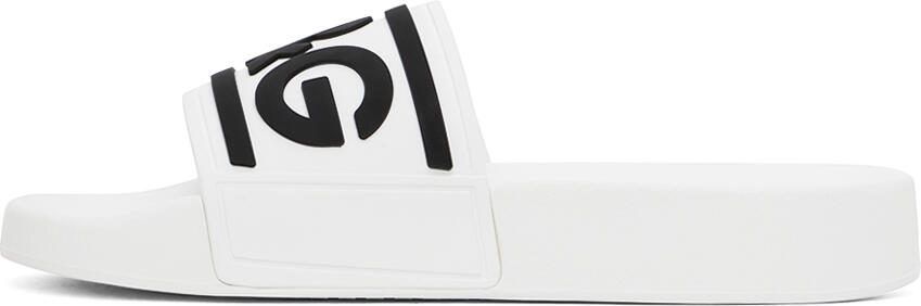 Dolce  Gabbana White Bonded Slides - Picture 4