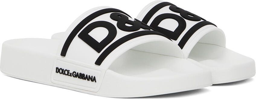 Dolce  Gabbana White Bonded Slides - Picture 2