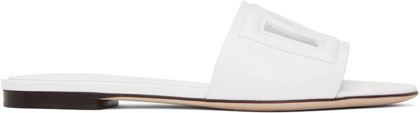 Dolce  Gabbana White 'DG' Cutout Slides - Picture 4