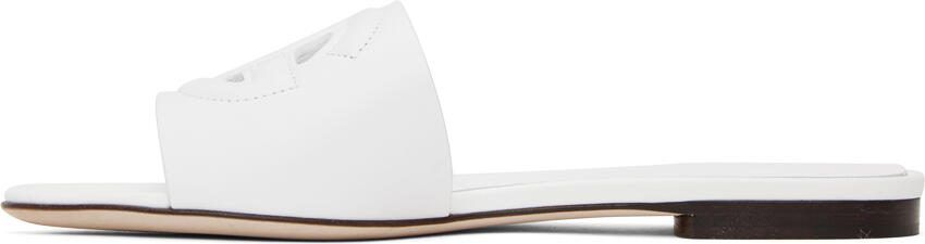 Dolce  Gabbana White 'DG' Cutout Slides - Picture 3