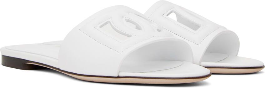 Dolce  Gabbana White 'DG' Cutout Slides - Picture 2