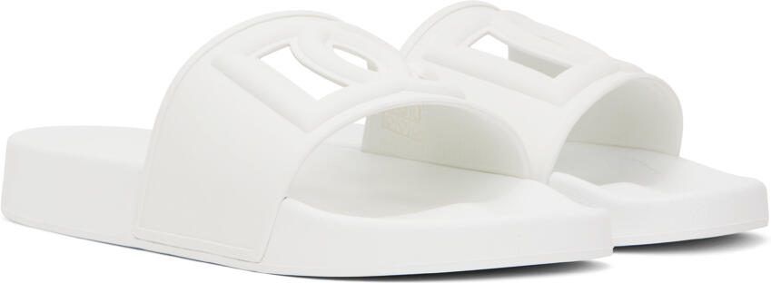 Dolce  Gabbana White DG Logo Slides - Picture 2
