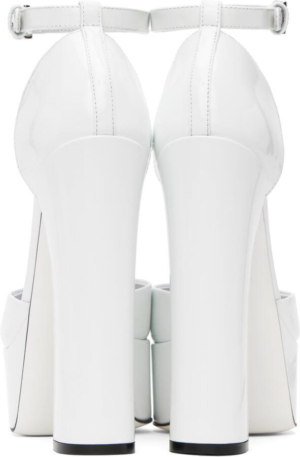 Dolce  Gabbana White Polished Platform Heels - Picture 5
