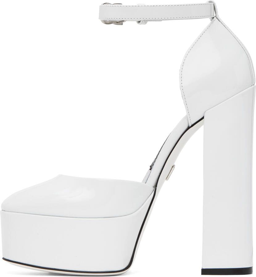 Dolce  Gabbana White Polished Platform Heels