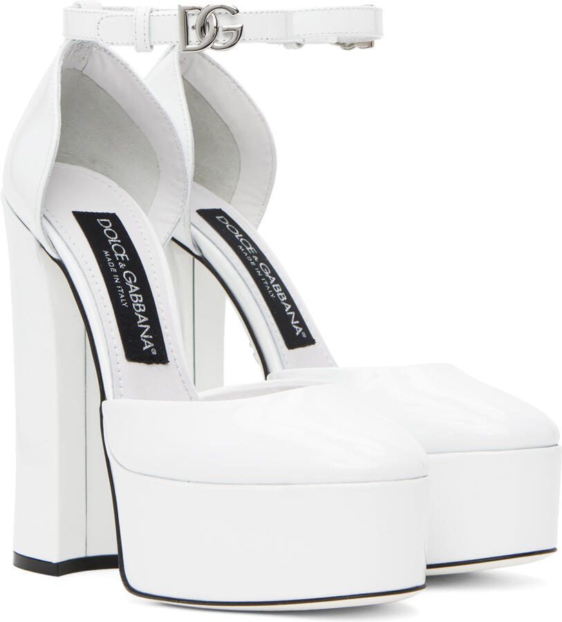 Dolce  Gabbana White Polished Platform Heels - Picture 2