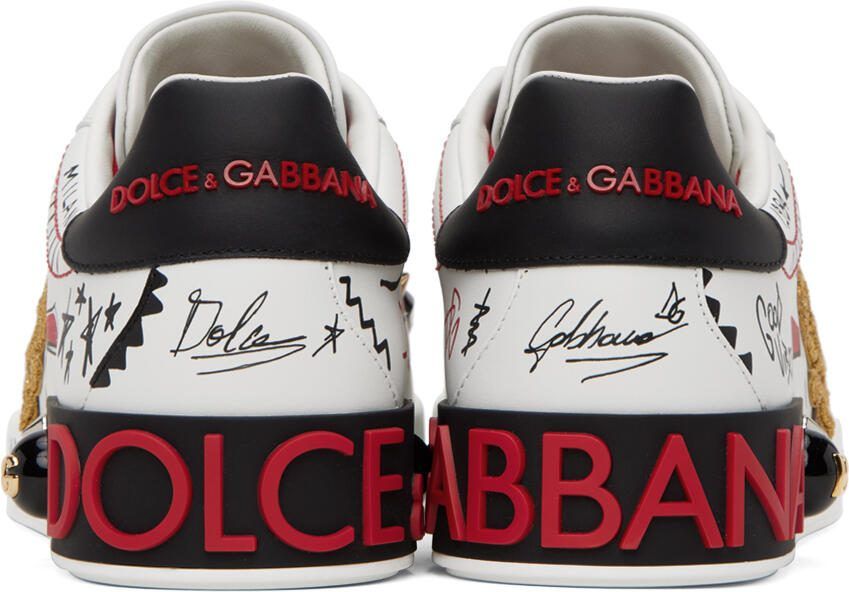 Dolce  Gabbana White Portofino Embroidery  Studs Sneakers