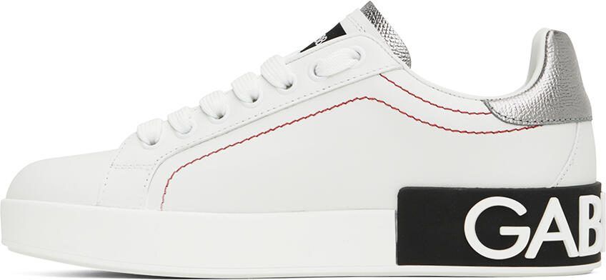 Dolce  Gabbana White  Silver Portofino Low Sneakers - Picture 3