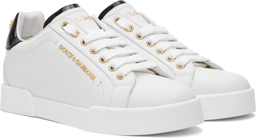 Dolce  Gabbana White  Gold Portofino Sneakers - Picture 2