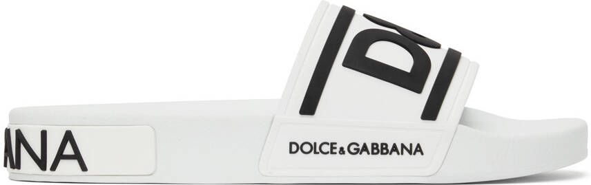 Dolce  Gabbana White Rubber Slides - Picture 5