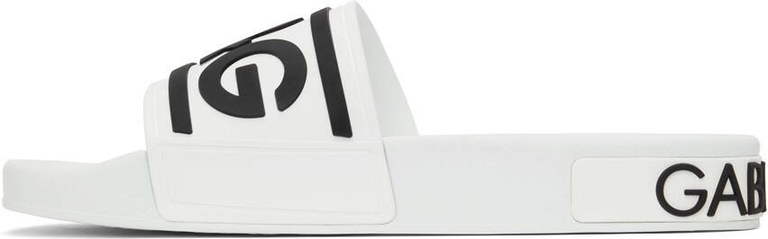 Dolce  Gabbana White Rubber Slides - Picture 4