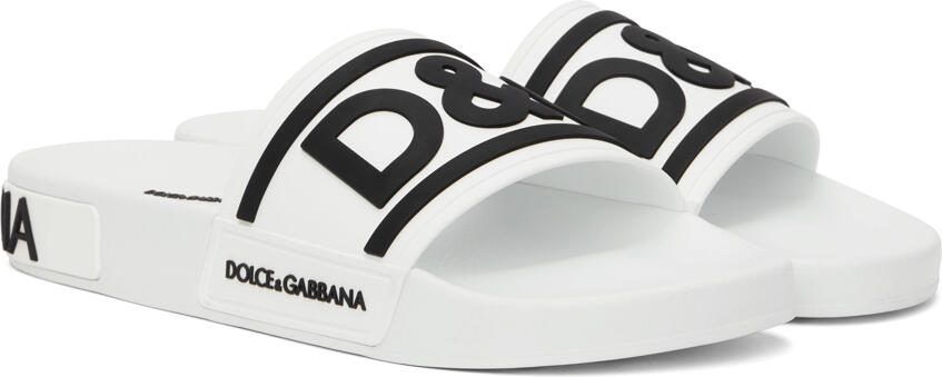 Dolce  Gabbana White Rubber Slides - Picture 2