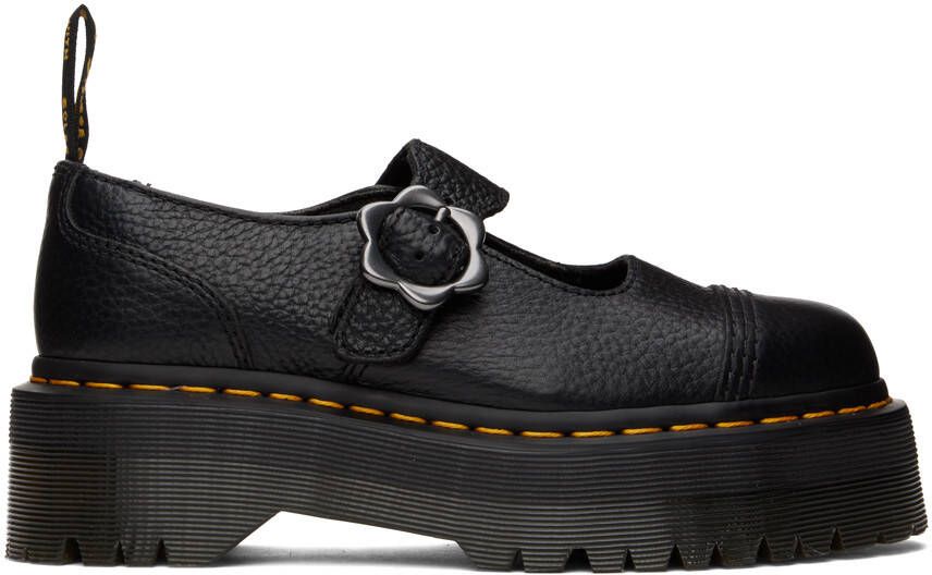 Dr. Martens Black Addina Flower Mary Jane Platform Oxfords