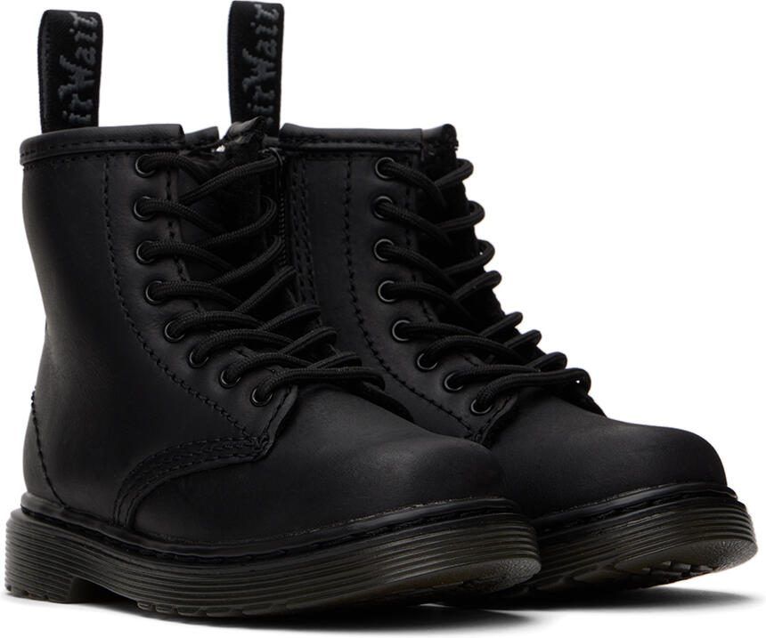 Dr. Martens Baby Black Faux-Fur 1460 Big Kids Boots - Picture 3