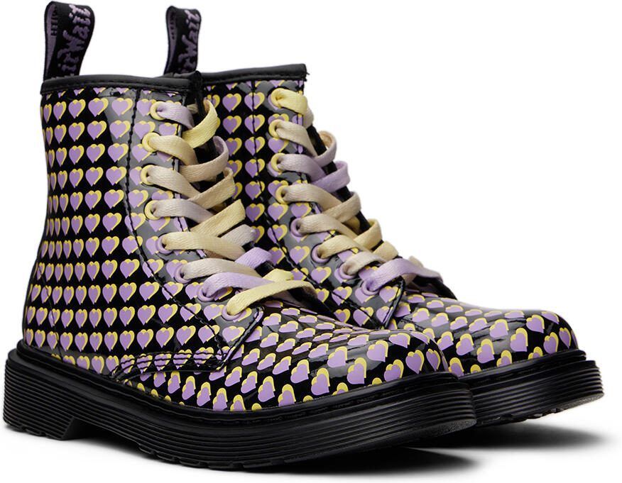 Dr. Martens Baby Black 1460 Heart Printed Boots - Picture 3
