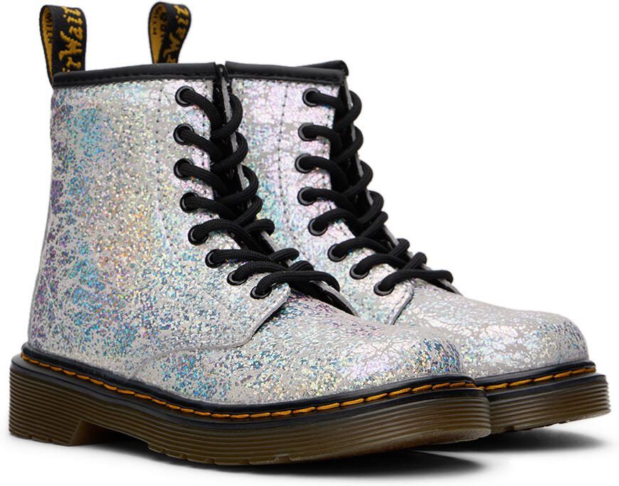 Dr. Martens Kids Silver 1460 Crinkle Big Kids Boots - Picture 2