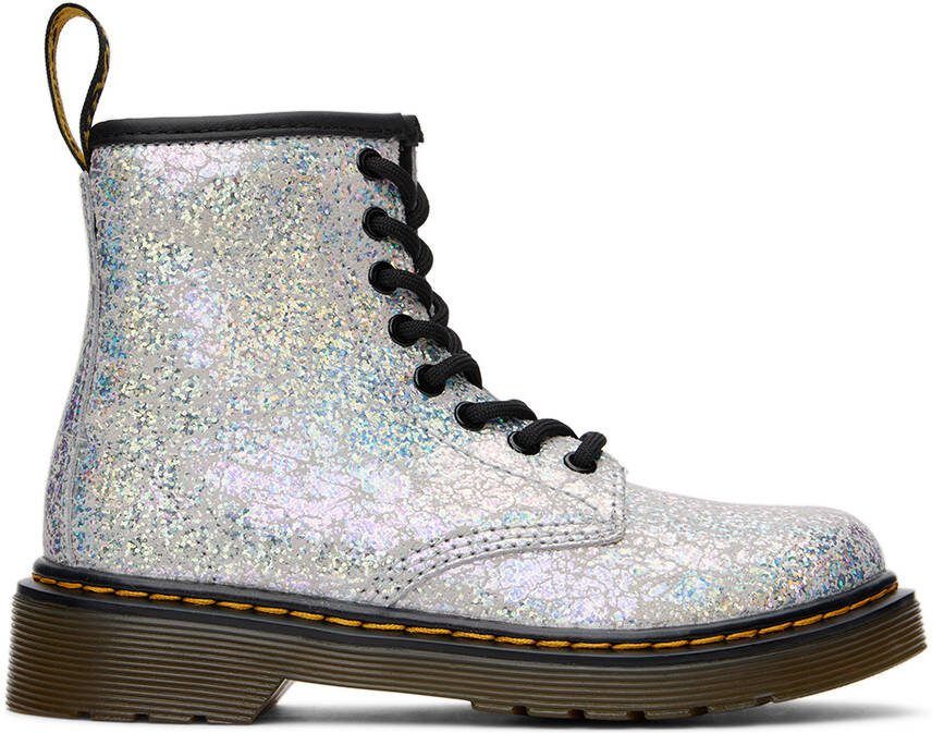 Dr. Martens Kids Silver 1460 Crinkle Big Kids Boots - Picture 5