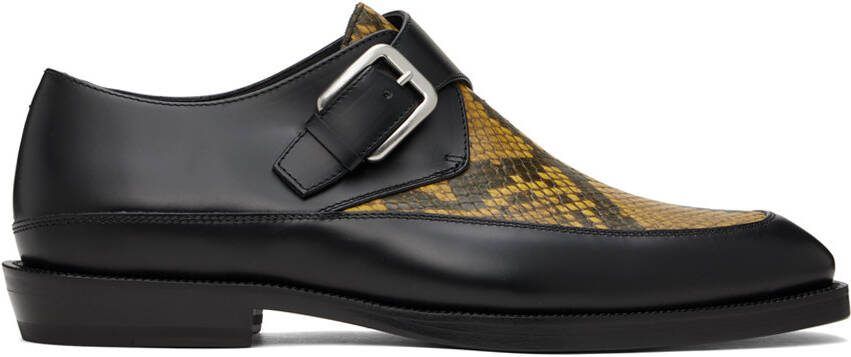 Dries Van Noten Black  Yellow Leather Monkstraps - Picture 5