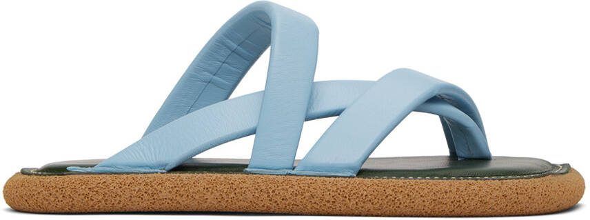 Dries Van Noten Blue Criss-Crossing Strap Sandals - Picture 5