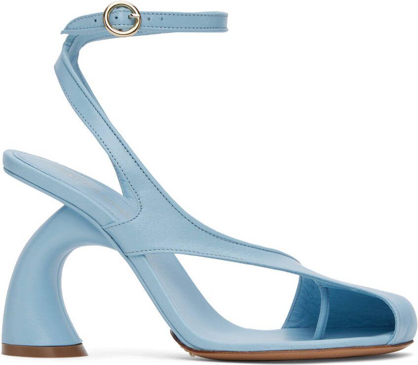 Dries Van Noten Blue Leather Heeled Sandals - Picture 5
