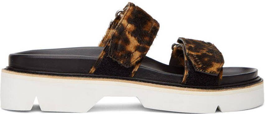 Dries Van Noten Brown  Black Calf-Hair Cheetah Sandals - Picture 5