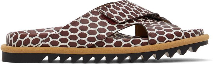 Dries Van Noten Brown  White Leather Net Sandals - Picture 5