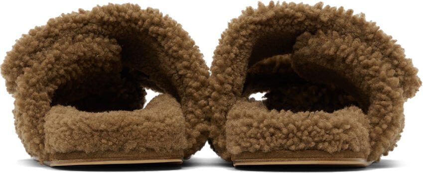 Dries Van Noten Beige Shearling Platform Slide Sandals - Picture 2