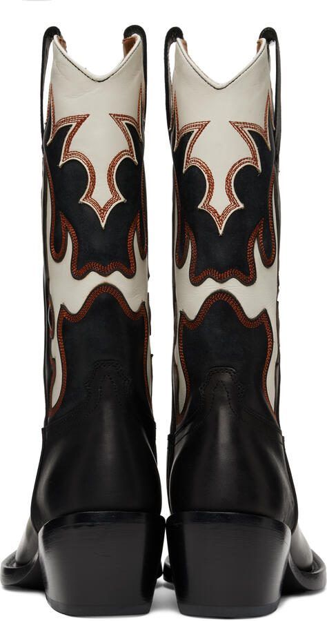 Dries Van Noten Black  White Cowboy Chelsea Boots - Picture 3