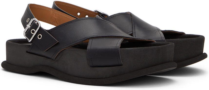 Dries Van Noten Black Leather Sandals - Picture 2