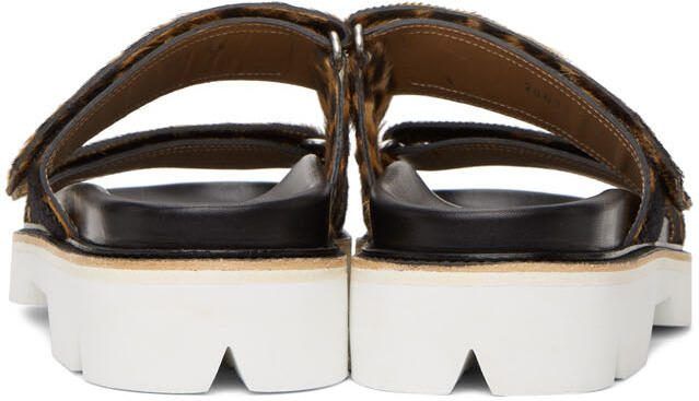 Dries Van Noten Brown  Black Calf-Hair Cheetah Sandals - Picture 4
