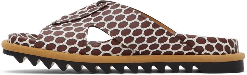 Dries Van Noten Brown  White Leather Net Sandals - Picture 4
