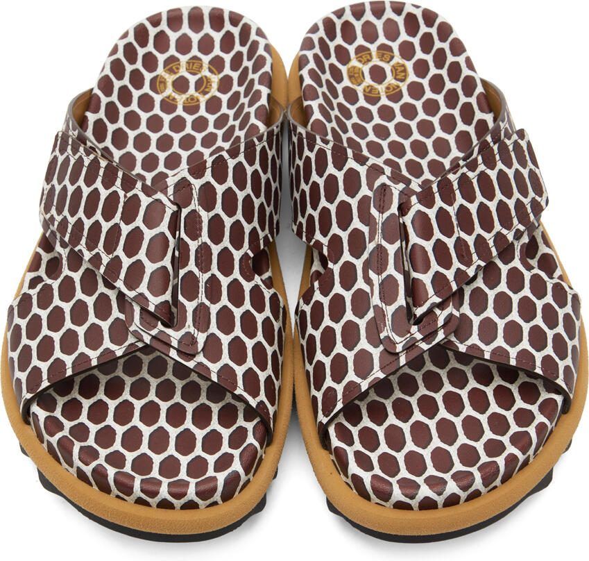 Dries Van Noten Brown  White Leather Net Sandals