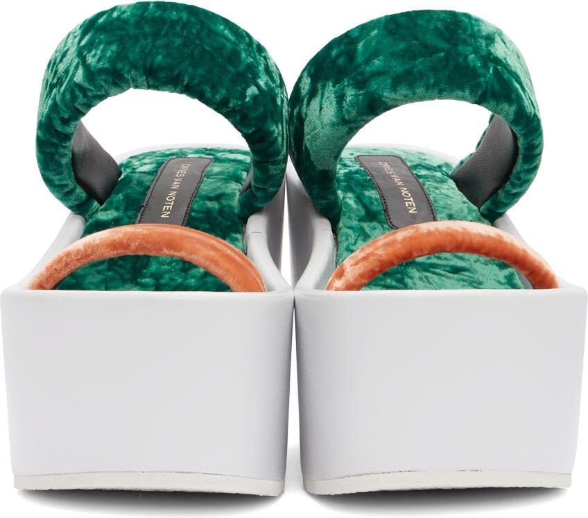 Dries Van Noten Green  Orange Chunky Heeled Sandals - Picture 3