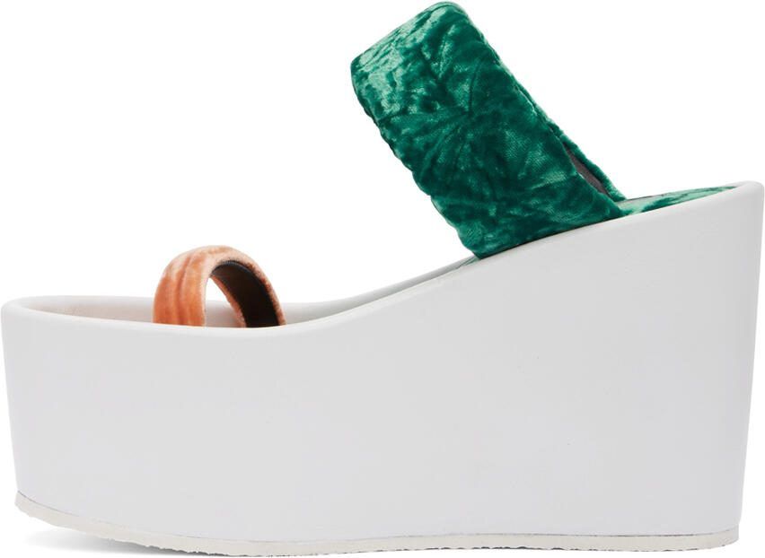Dries Van Noten Green  Orange Chunky Heeled Sandals - Picture 4