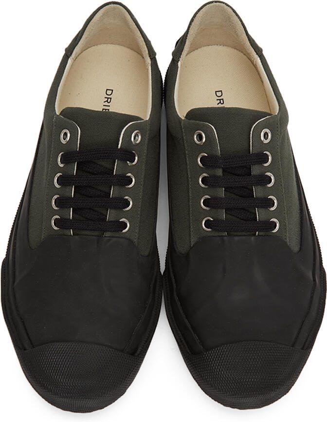 Dries Van Noten Khaki Canvas Low-Top Sneakers