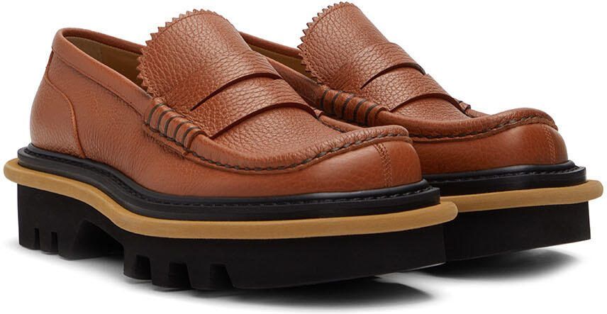 Dries Van Noten Orange Leather Loafers - Picture 2