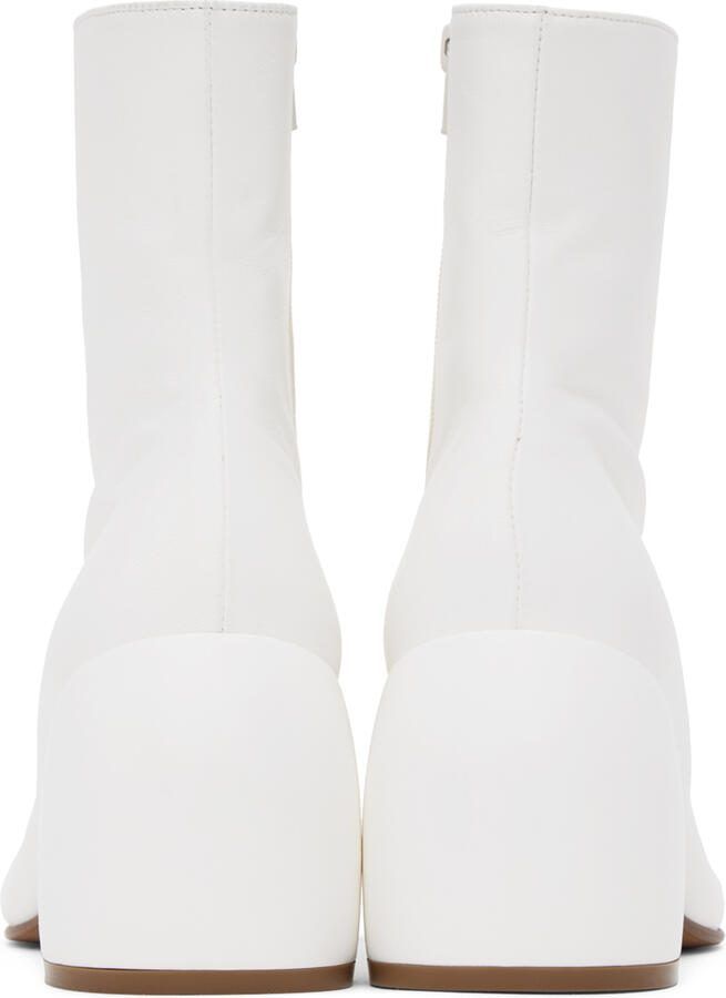 Dries Van Noten White Block Heel Ankle Boots - Picture 3