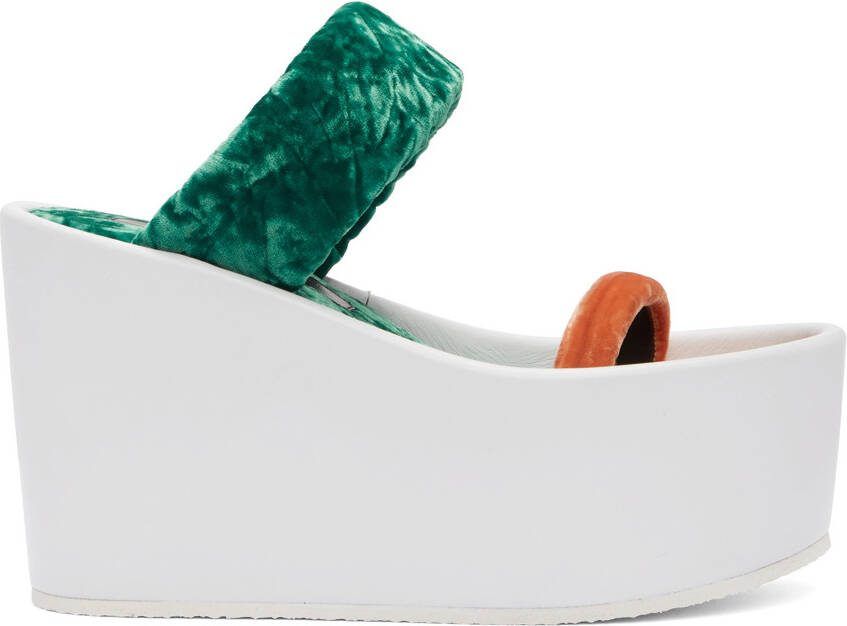 Dries Van Noten Green  Orange Chunky Heeled Sandals - Picture 5