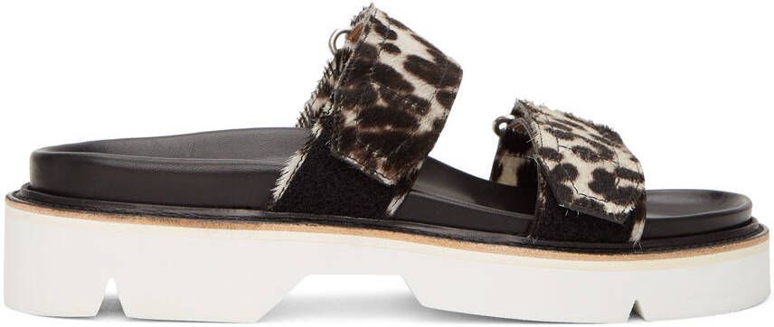 Dries Van Noten Grey  Black Cheetah Print Sandals - Picture 5