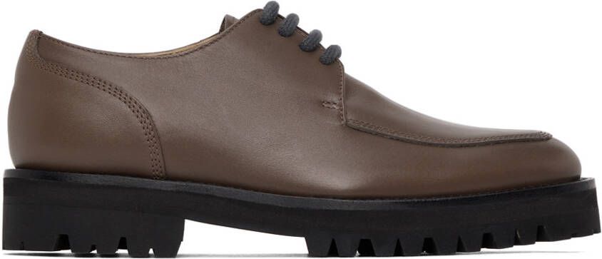 Dries Van Noten Grey Leather Lace-up Oxfords - Picture 4