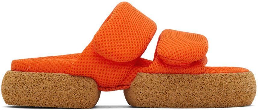 Dries Van Noten Orange Mesh Strap Platform Sandals - Picture 5