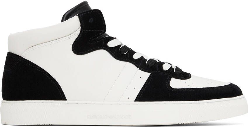 Emporio Armani Black  White Perforated Sneakers - Picture 5