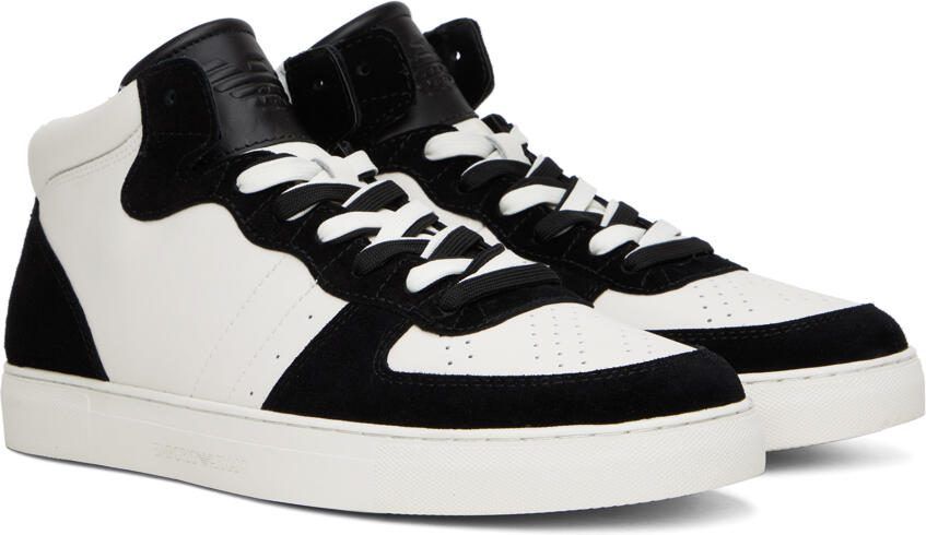 Emporio Armani Black  White Perforated Sneakers - Picture 2
