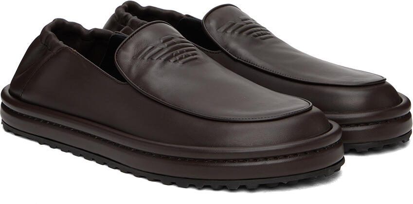 Emporio Armani Brown Collapsible Heel Loafers